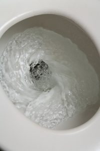 A toilet flushing